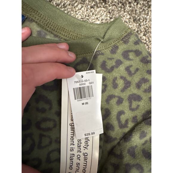 NWT Old Navy Girls Fleece Jogger Set Green Cheetah Print Girl's Size M (8) - Picture 3 of 4